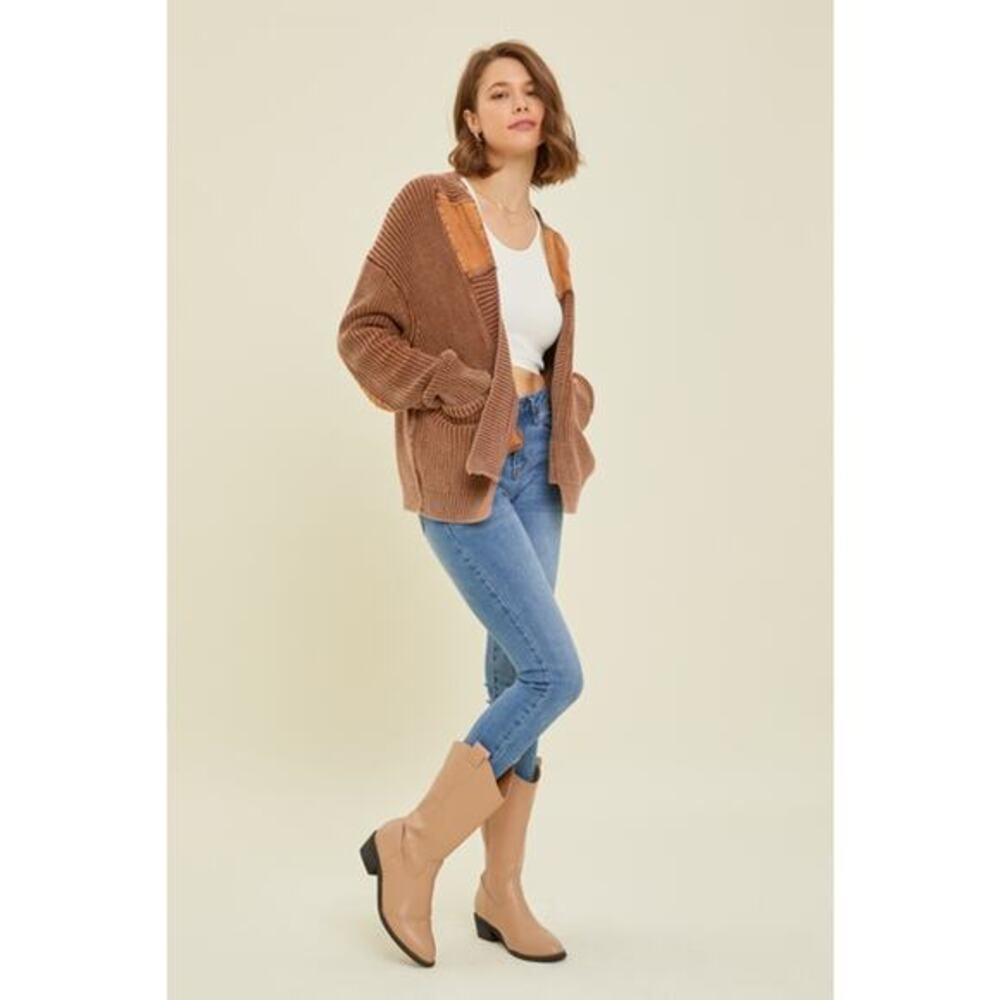 Heyson Chocolate Size Large Western Inspired Mineral Washed Cardigan